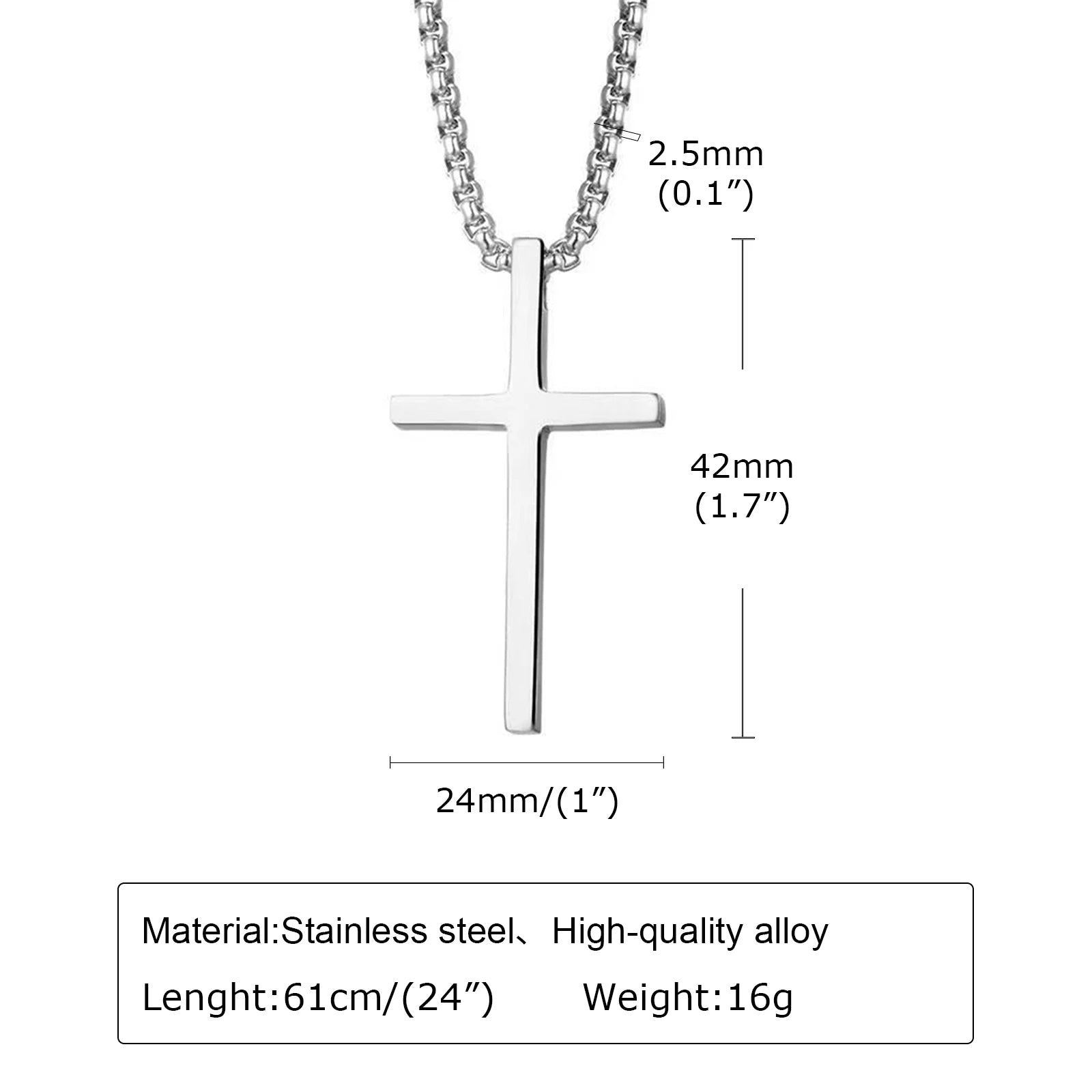 Vnox Cross Necklace for Men Women