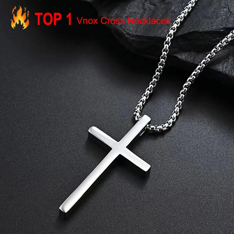 Vnox Cross Necklace for Men Women