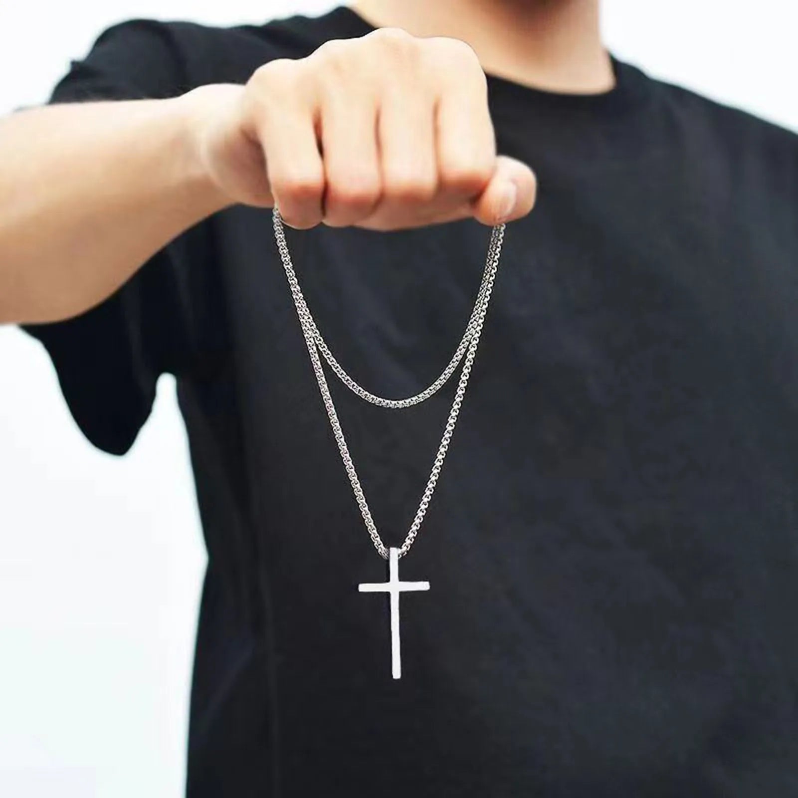 Vnox Cross Necklace for Men Women