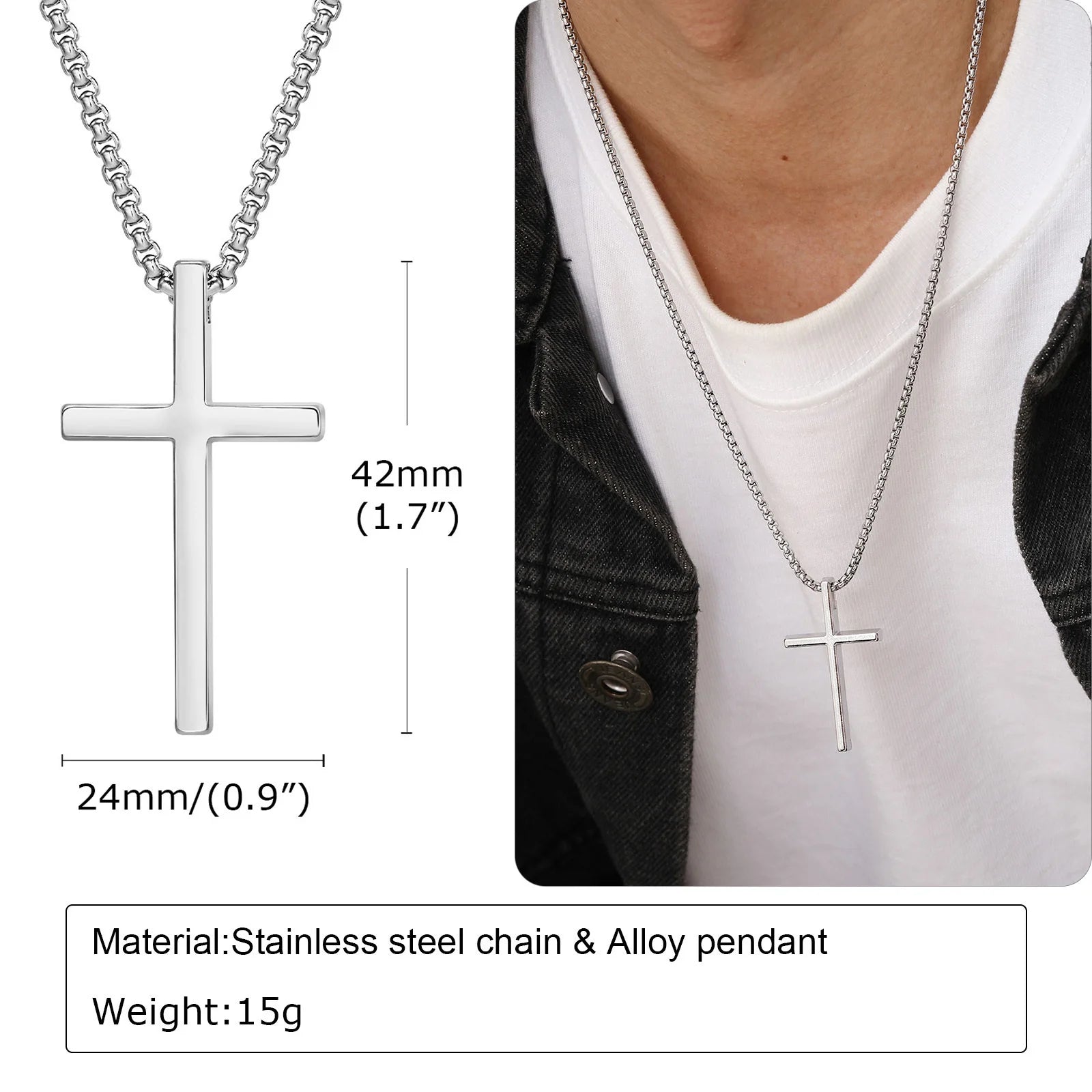 Vnox Cross Necklace for Men Women
