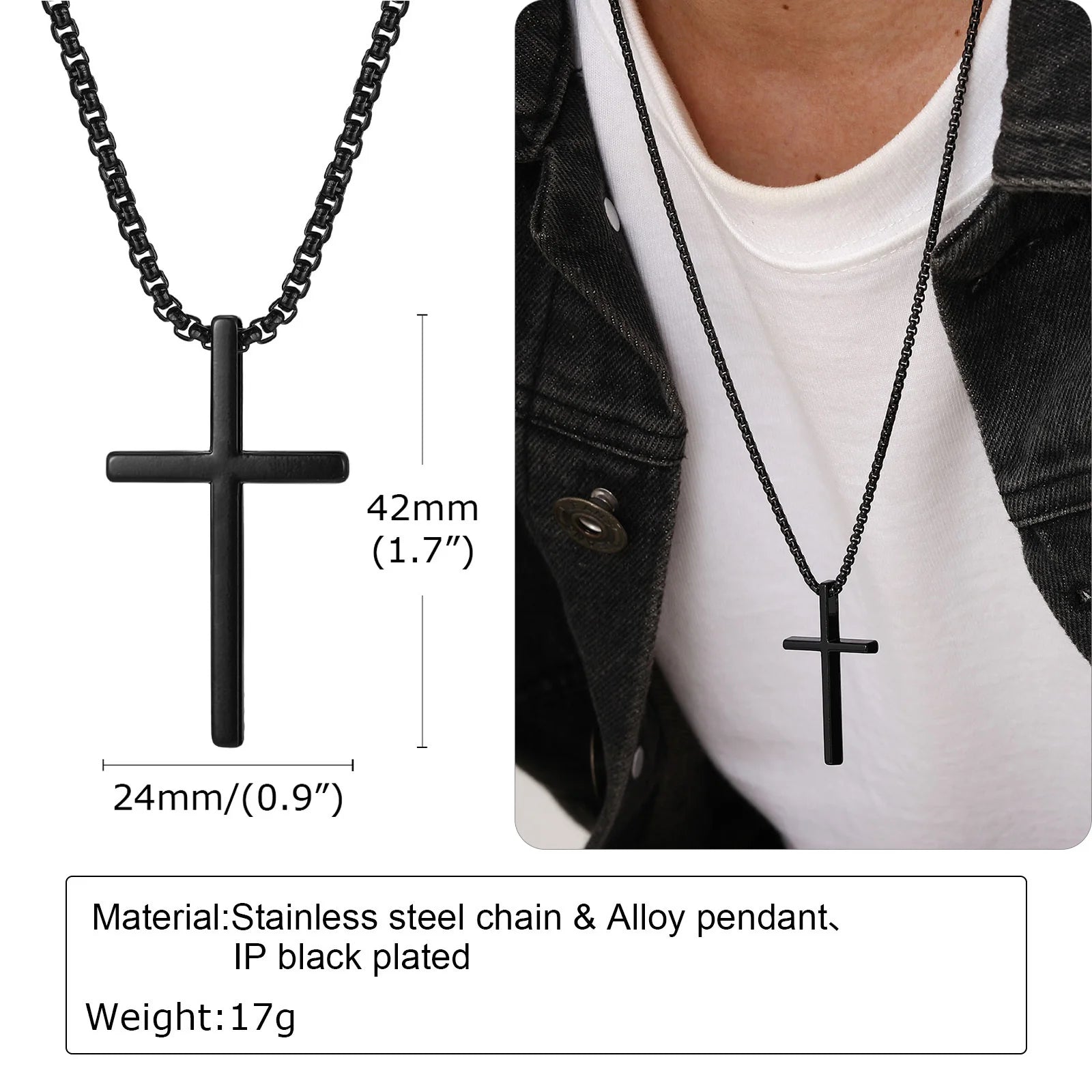 Vnox Cross Necklace for Men Women
