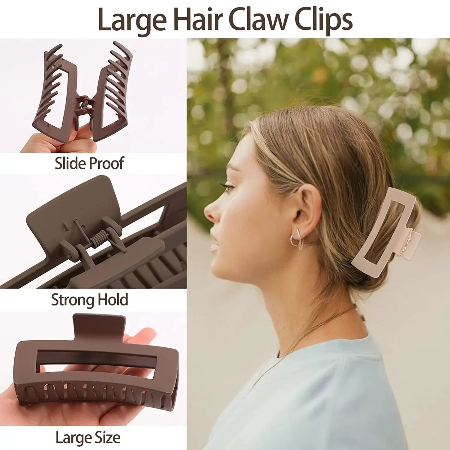 Women Girls Claw Clips Coffee Black Hair