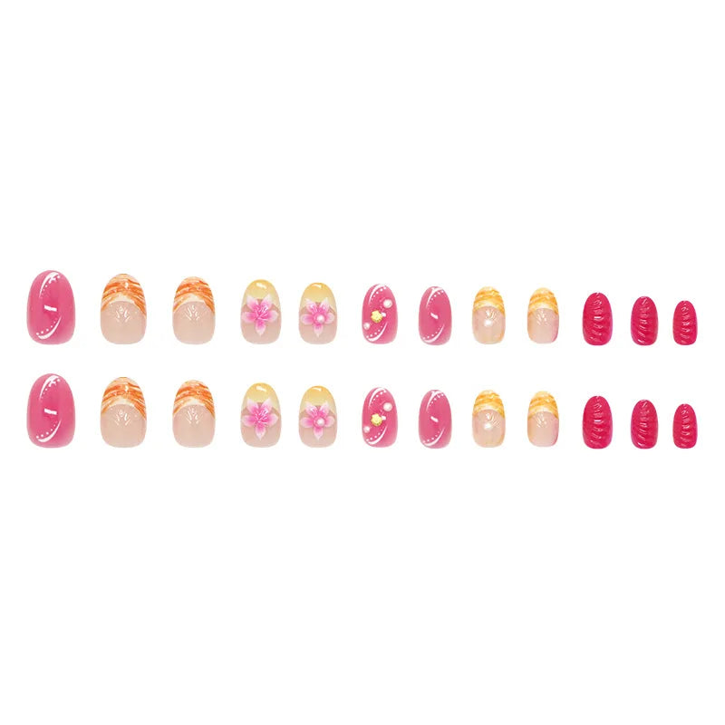 24 Pcs 3d Shell Pearls Nail Tips