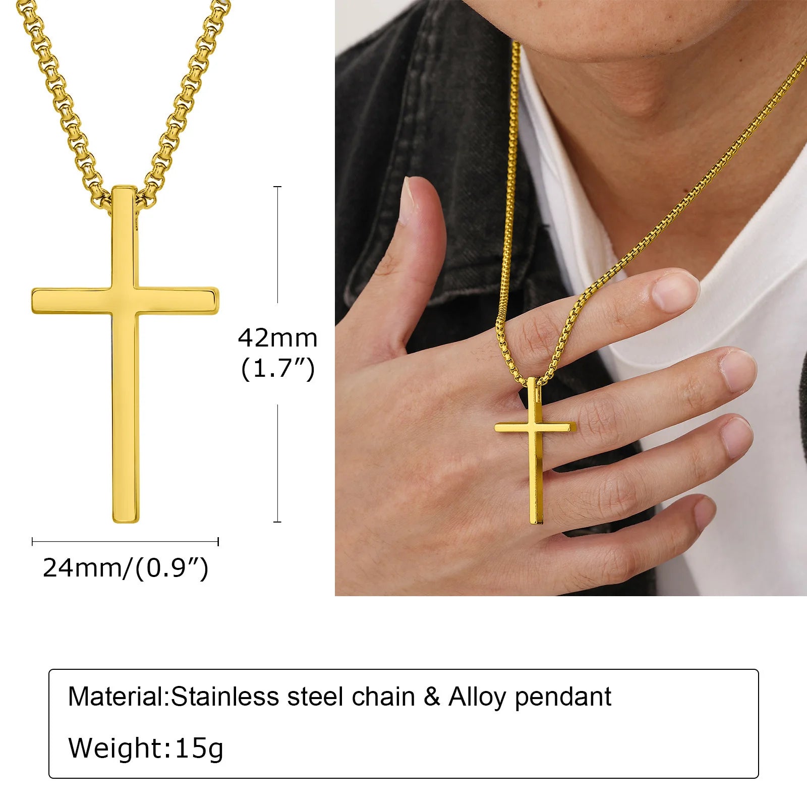 Vnox Cross Necklace for Men Women