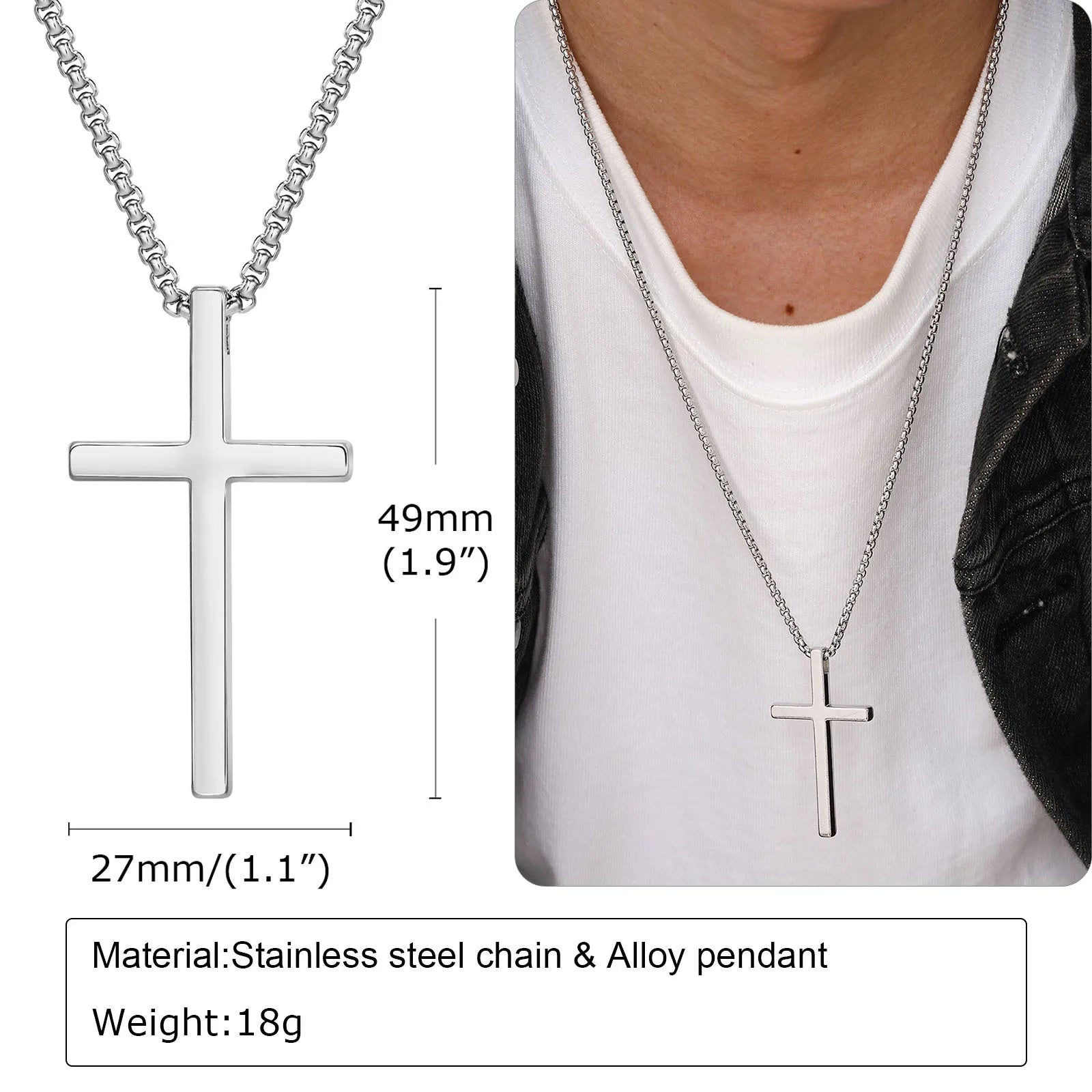 Vnox Cross Necklace for Men Women